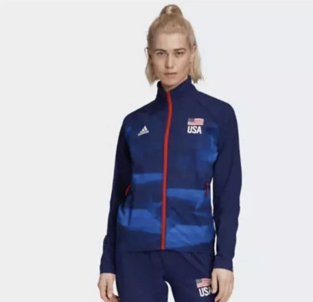 Adidas Womens Volleyball Team USA Full Zip Track Jacket FK1034 Size XLT TALL